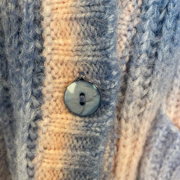 For Love and Lemons Celeste Cardigan Ombre Stripe Blue Pink Wool Blend S - Picture 4 of 7